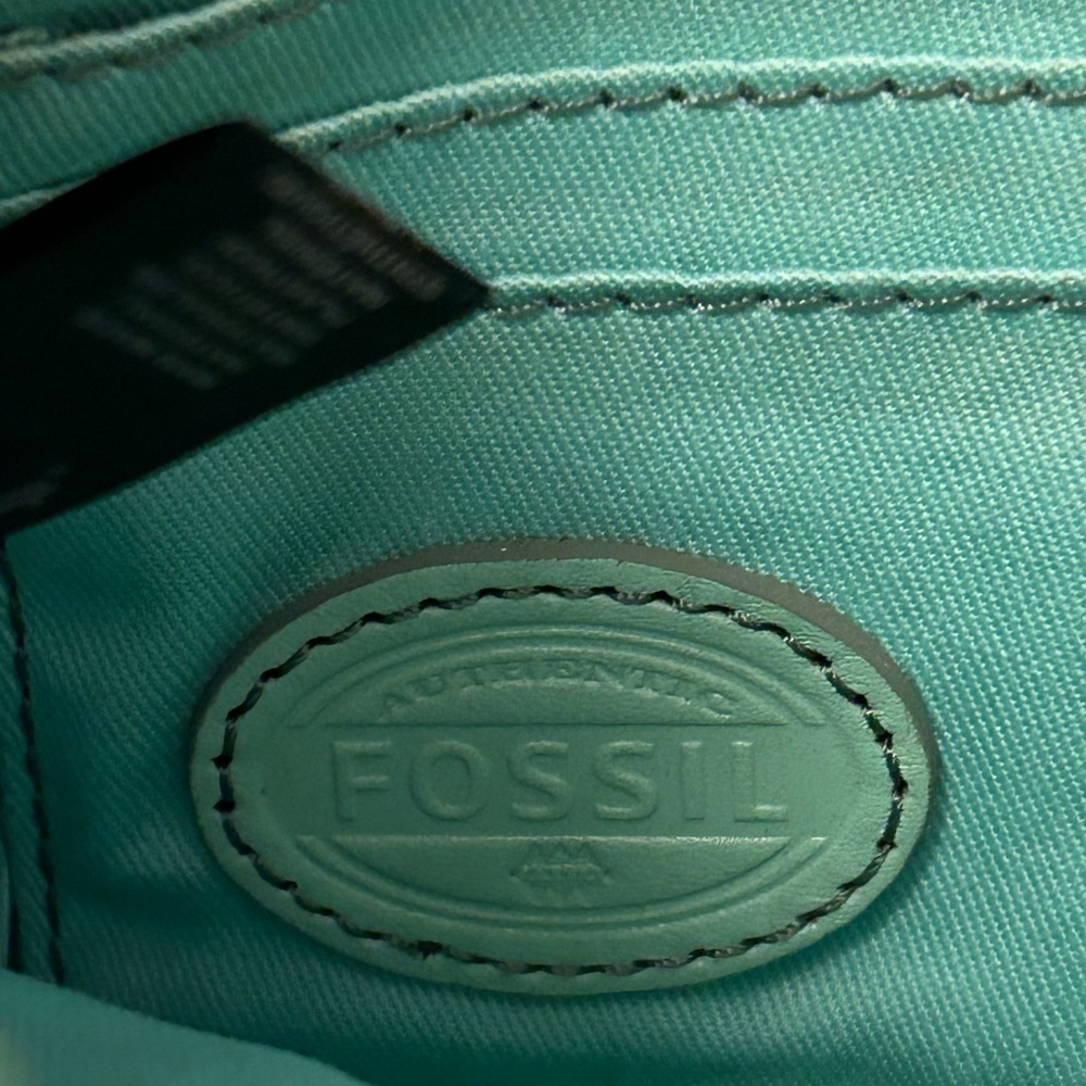 Fossil Sydney Woven Crossbody Bag Purse Green Teal Turquoise Leather ZB5715 - Picture 3 of 12